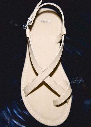 Mango Sandali pelle fasce incrociate sabbia - Donna - 35 - MANGO