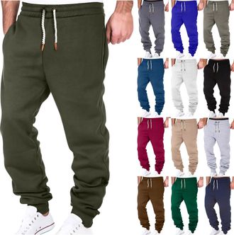 Generic Joggers for Men UK Elasticated Drawstring Waist Sweatpants Cuffed Leg Soft Fleece Lined Tracksuit Bottoms with Pockets Comfortable Casual Joggers Athl