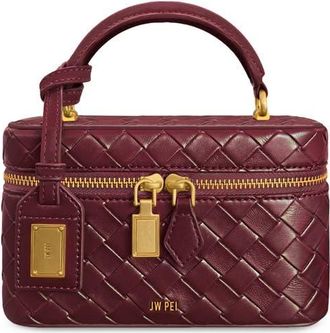 JW PEI Cleo Woven Faux Leather Top Handle Bag in Claret at Nordstrom