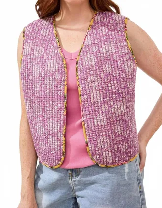 Tribal Reversible Combo Print Vest In Rosesilk