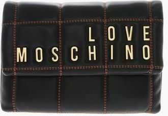 Moschino LOVE Faux Leather Clutch With Embossed and Golden Logo size Unica