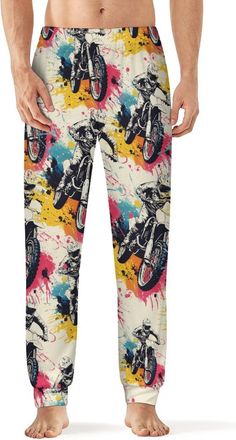 Generic Motocross Biker Dirt Bike Mens Pyjama Bottoms Lounge Sleep Pants Soft Stretchy Sleepwear Casual Yoga Beachwear L