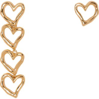 Maje Asymmetric heart earrings in Light Gold at Nordstrom