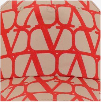 Valentino Garavani Mens Baseball Cap Iconographe Toile Silk Red Hat