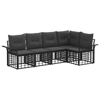 vidaXL Vidaxl Set Di Divani Da Esterno 5 Pz Nero E Grigio Scuro
