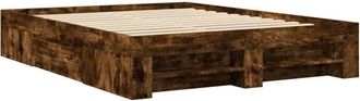 vidaXL Estructura de cama sin colchón madera roble ahumado 150x200 cm Vidaxl