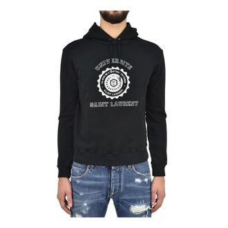 Saint Laurent Hoodies, male, Black, Size: M Black Cotton Hoodie Bmk464584-Yb1Ej-1057