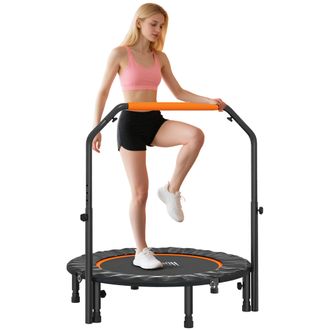 OEM Cama El&aacute;stica Plegable &Oslash;102 Cm Con Mango Ajustable Marco De Acero Para Entrenamiento Piernas Cuerpo Negro Y Naranja