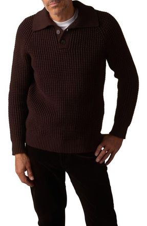 The Normal Brand Waffle Cotton Blend Polo Sweater in Dark Brown at Nordstrom, Size X-Large
