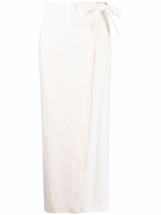 Alberta Ferretti high-waisted wrap skirt - women - Elastane/Linen/Flax/Spandex/Elastane/Cupro - 42 - White
