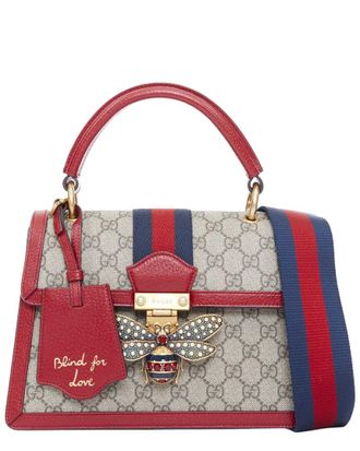 Gucci Burgundy Canvas & Leather 2017 Queen Margaret Top Handle Bag (Authentic Pre-Loved)