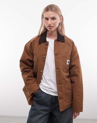 Carhartt Work in Progress OG Michigan - Cappotto marrone Hamilton con colletto a contrasto