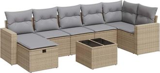 vidaXL Set De Sof&aacute;s De Jard&iacute;n Y Cojines 8 Piezas Rat&aacute;n Sint&eacute;tico Beige Vidaxl