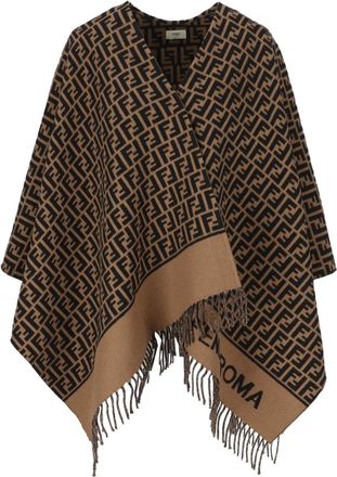 Fendi Poncho met FF patroon - Bruin