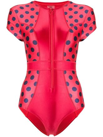 Duskii Costume intero con maniche ad aletta Cerise - Rosso