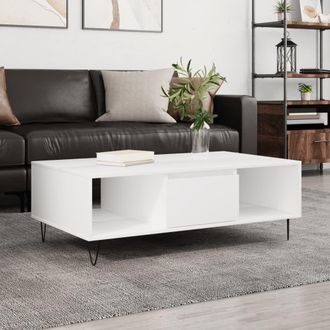 Berkfield Home Coffee Table White 104x60x35 cm Engineered Wood | Size: 104 x 60 x 35 cm