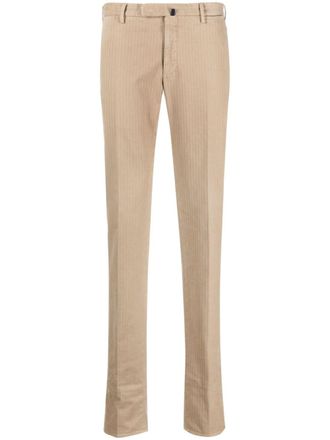 Incotex herringbone stretch-cotton tailored trousers - men - Polyester/Cotton/Elastane/Cotton - 48 - Neutrals