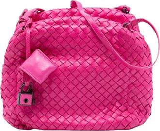 Bottega Veneta Pre-owned Shoulder Bags, female, Pink, Size: ONE SIZE Pre-owned Woven Nappa Crossbody Bag