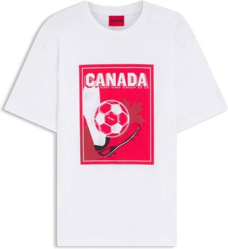HUGO BOSS Relaxed-fit T-shirt in cotton with soccer artwork