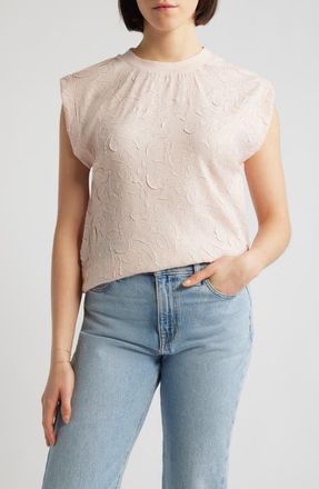 Wit & Wisdom Mixed Media Crinkle Jacquard Top in Angel Pink at Nordstrom, Size X-Large