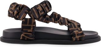 Fendi Feel Elastic Satin Sandalen - Dames - Sandalen - Bruin - 36 EU - Polyester - Schoenen