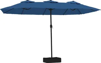 vidaXL Sombrilla Doble De Jard&iacute;n Con Luces Led Azul Celeste 449x265 Cm Vidaxl