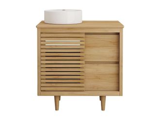VENTE-UNIQUE.COM Mueble de ba&ntilde;o simple madera color natural claro