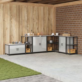 Berkfield Home Kitchen Storage Shelf with Storage Silver Galvanised steel