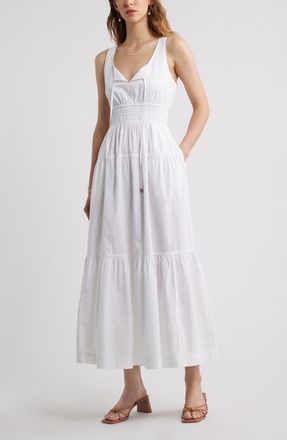 Chelsea28 Cotton Poplin Tiered Maxi Sundress in White at Nordstrom, Size Xx-Small