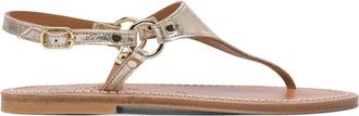 K.Jacques Dionysos Metallic Leren Sandalen met Enkelbandje - Dames - Sandalen - Geel - 36 EU - Leer - Schoenen