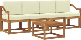 vidaXL Conjunto De Sof&aacute;s De Exterior 5 Uds. Natural Y Crema Vidaxl