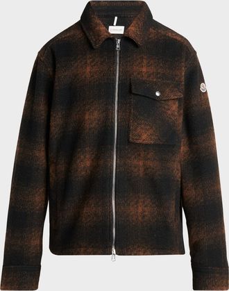 Moncler Men & apos;s Buffalo Check Full-Zip Shirt Jacket