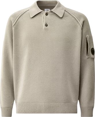 C.P. Company Chenille Katoenen Lens Polo Shirt - Heren - Polos - Beige - L - Katoen - Tops