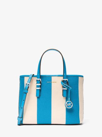 Michael Kors Quinn Small Striped Canvas Convertible Crossbody Bag