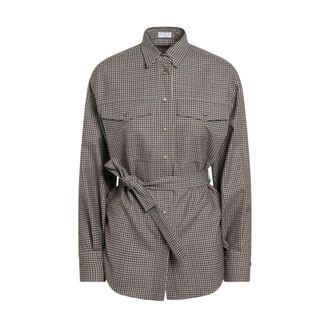 Brunello Cucinelli Shirts, female, Multicolor, 2XS, Virgin Wool Check Shirt