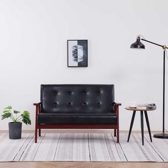 vidaXL Vidaxl - Sof&aacute; De 2 Plazas Cuero Sint&eacute;tico Negro