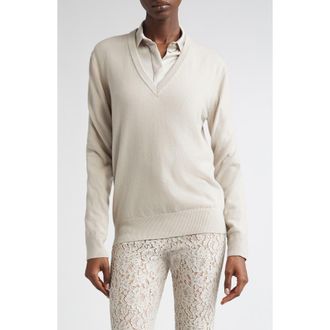 Michael Kors V-Neck Cashmere Sweater in Oyster at Nordstrom, Size Medium