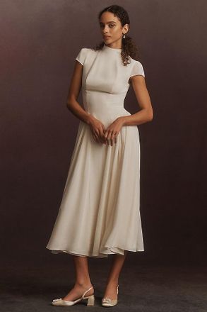 Reformation Maven Cap-Sleeve Mock-Neck Maxi Dress