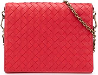 Bottega Veneta Borsa a tracolla Intrecciato Nappa Biletto con catena 2012-2025 - Rosso