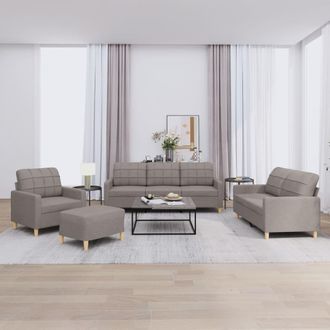 vidaXL Vidaxl - Juego De Sof&aacute;s Con Cojines 4 Piezas Tela Gris Taupe