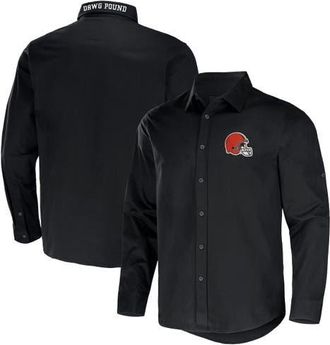 NFL Mens NFL x Darius Rucker Collection by Fanatics Black Cleveland Browns Convertible Twill Long Sleeve Button-Up Shirt at Nordstrom, Size Medium