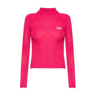 GCDS Ribbed Coltrui - Dames - Coltruien - Roze - M - Wol - Truien & Vesten
