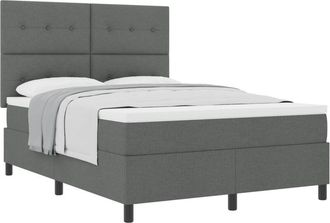 vidaXL Box Spring Bed with Mattress Dark Grey 140 x 200 cm Fabric vidaXL
