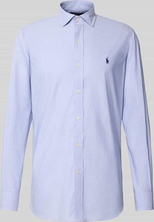 Polo Ralph Lauren Regular Fit Business-Hemd mit Logo-Stitching in Bleu, Größe 38
