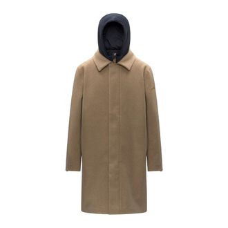 K-Way Poirol Wol Nylon Jas - Heren - Mantel - Beige - L - Wol - Jassen