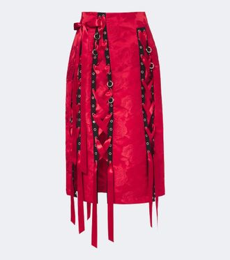 Simone Rocha Gonna midi in broccato floreale