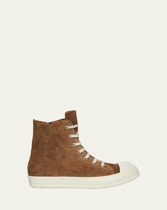 Rick Owens Mens Mule Granola Suede Cap Toe High-Top Sneakers