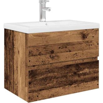 vidaXL Mueble Lavabo Con Lavabo Integrado Y Grifo Madera Vieja Vidaxl