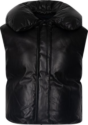Jil Sander Black Leather Padded Gilet