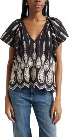 Ramy Brook Bettie Embroidered Lace Top In Black